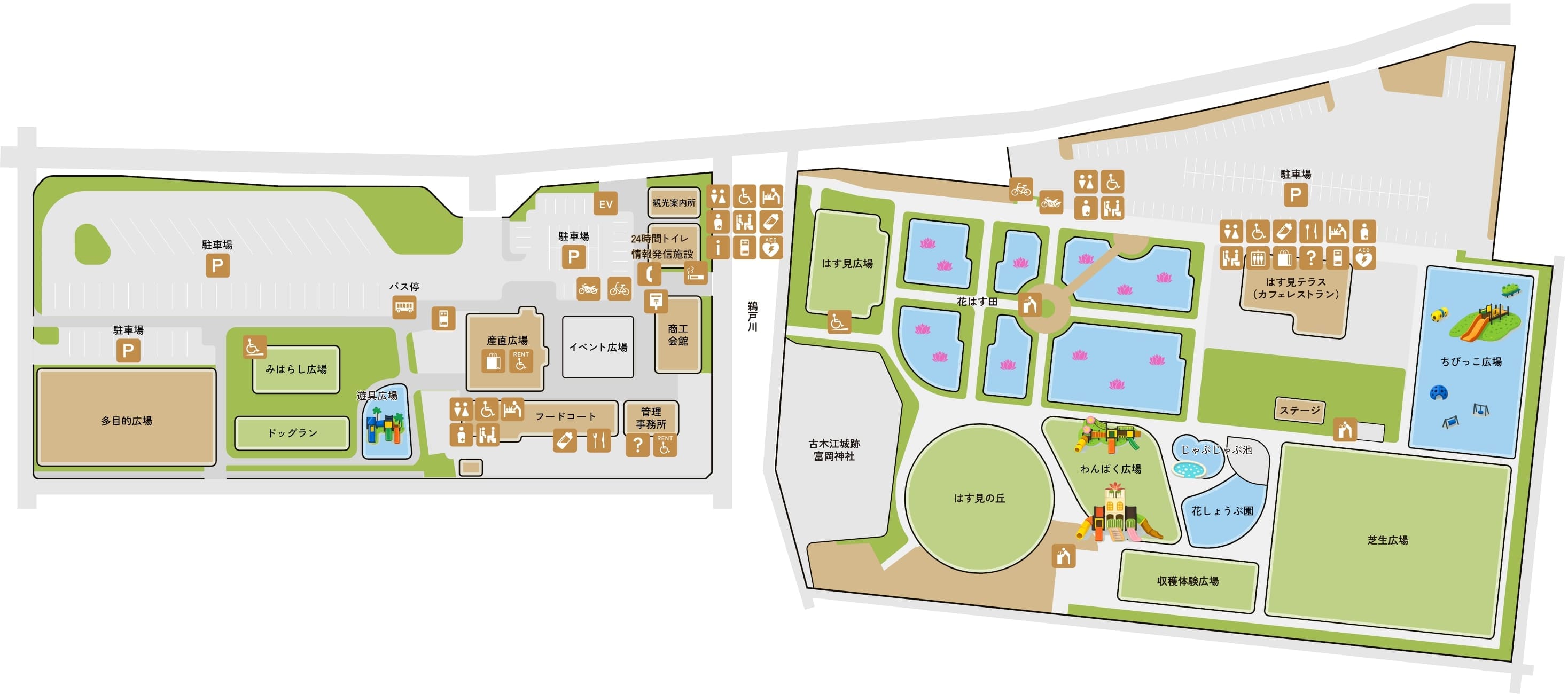 施設の各種サービスの地図